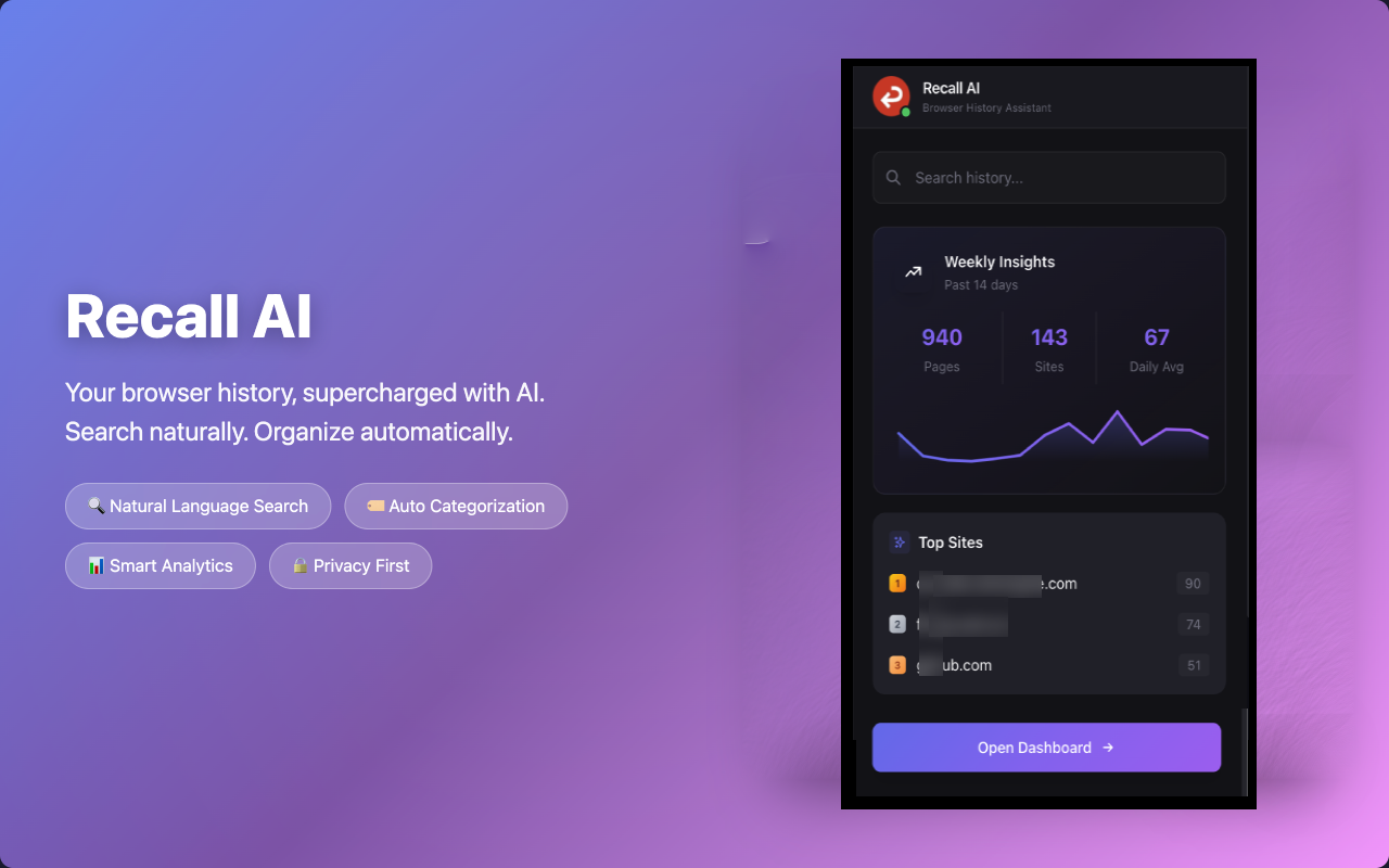 Recall AI smart search interface